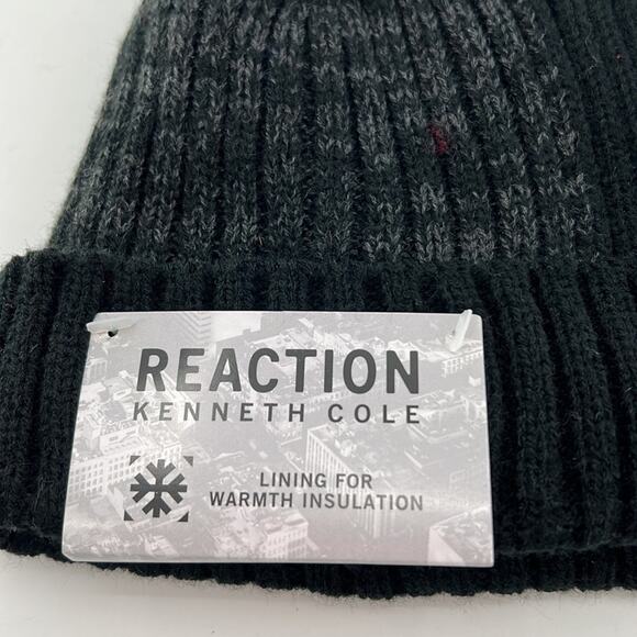 Reaction Kenneth Cole Ribbed Knit Beanie - Black - One Size - New with tags - Picture 2 of 5